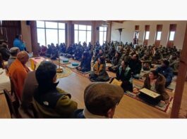 Bhikkhu Sanghasena, founder MIMC sharing a stage during a function in Leh.