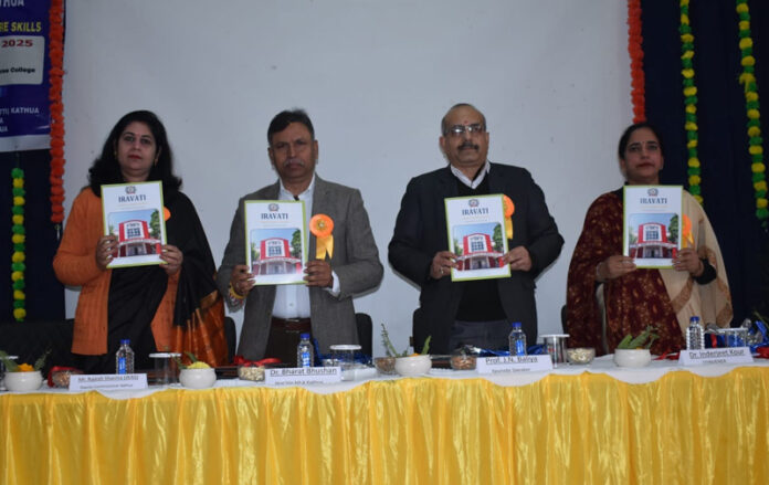 Dignitaries launching GDC Kathua newsletter during a national level conference at the campus on Saturday. Dignitaries launching GDC Kathua newsletter during a national level conference at the campus on Saturday.