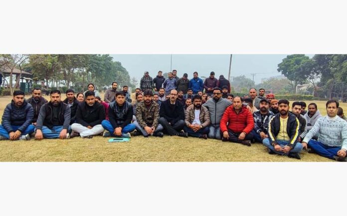 Members of JKTF meeting at Jammu on Sunday.