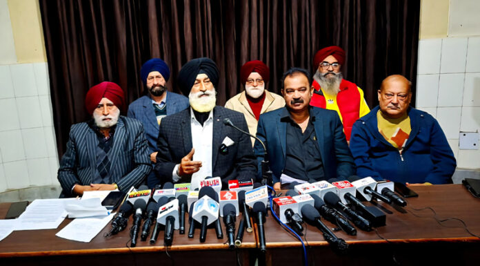 RTI activist Balvinder Singh addressing mediapersons at Jammu on Thursday.