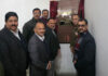CCBL Chairman and others during installation of Sanskrit name plate at the bank Head Office.