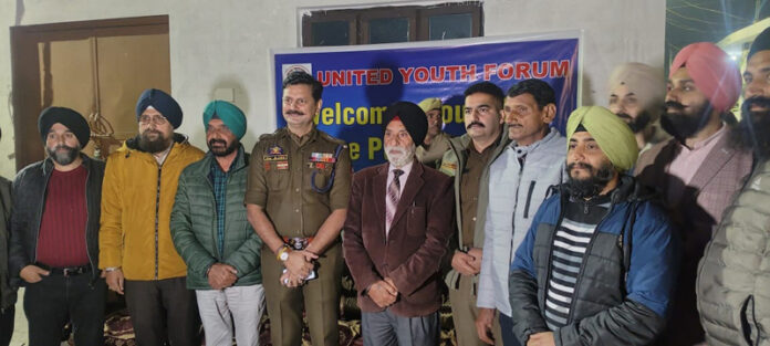 SP South Ajay Sharma with people at Bhour Camp on Saturday.