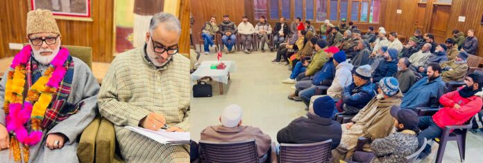 MLAs Ali Muhammad Sagar and Salman Ali Sagar chairing a meeting on Monday.