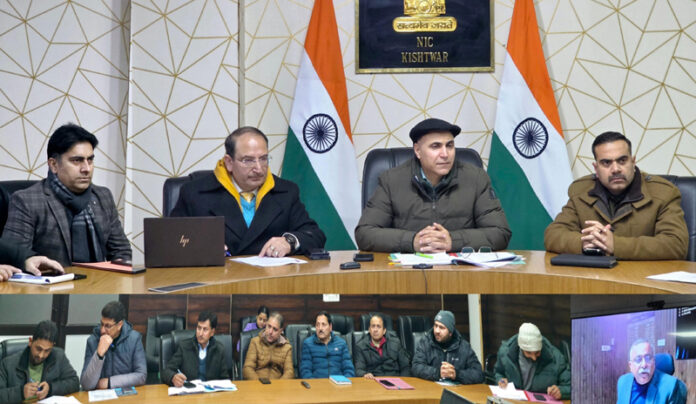 DC Pankaj Kumar Sharma chairing the meeting of District Telecom Committee in Kishtwar.