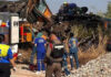 Construction crane falls on passenger train in  northeastern Thailand, killing at least 12 people