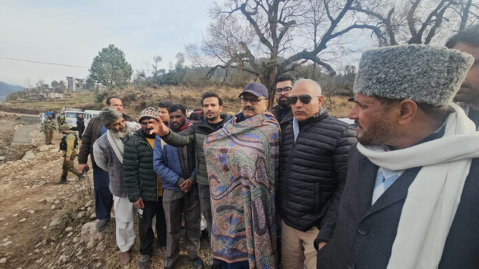 Minister Javed Rana during his visit to border area in Mendhar.