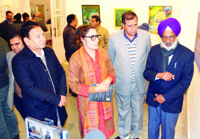 Deepika Sharma, Secretary, Department of Culture during visit to an exhibition in Jammu.