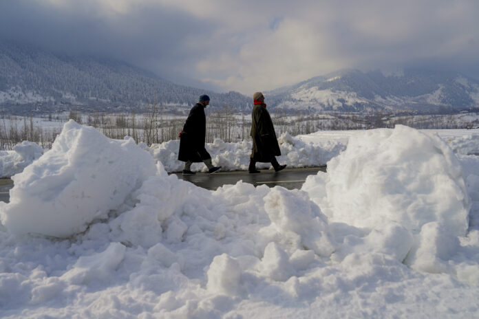 Snowfall disrupts daily life in Srinagar
