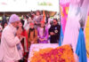LG Manoj Sinha paying tribute to Mahatma Gandhi in Jammu on Friday.