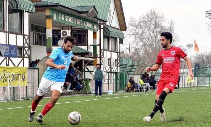 Players in action during a football match.