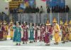 Local artists performing a cultural programme during the opening ceremony of 6th KIWG-2026 at Leh on Tuesday.