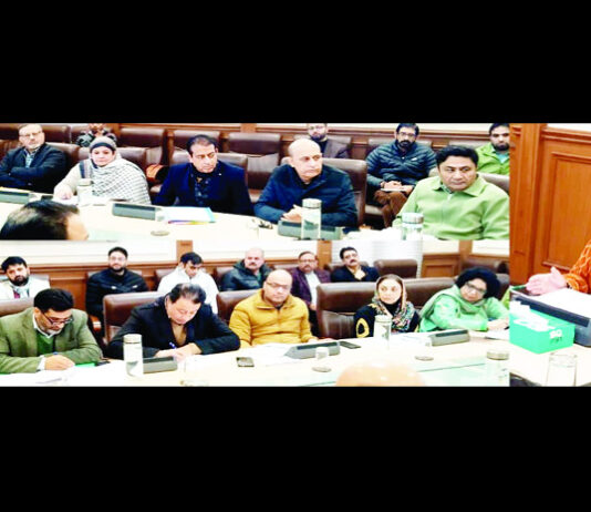 Minister Sakeena Itoo chairing a meeting on Thursday.