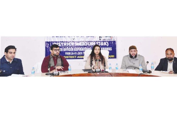 Prabhari Officer Harleen Kaur chairing a meeting on Monday.