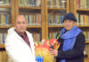 President J&K Janta Dal United GM Shaheen meeting LG on Monday.