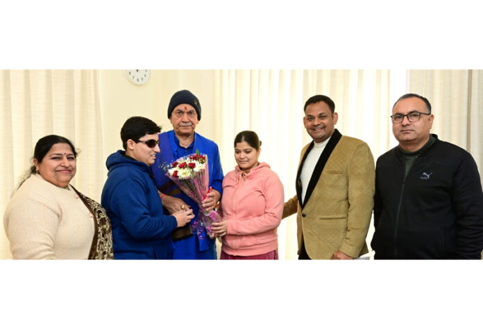 Delegation of Muskan Charitable Trust meeting LG Manoj Sinha on Monday.