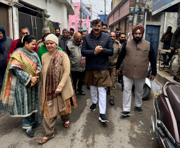 MLA Jammu East, Arvind Gupta during visit to Ward 26 of his constituency on Saturday.