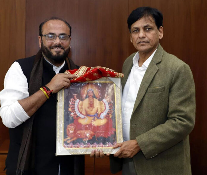 BJP KDD president, Rajiv Pandita during a meeting with Union MoS Home Nityanand Rai at New Delhi on Wednesday.