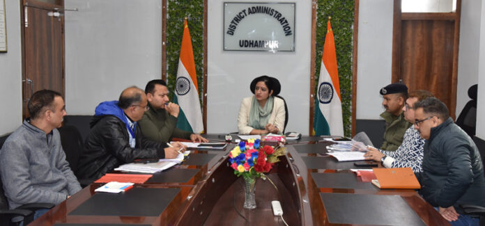 DC Saloni Rai chairing a meeting of the multi-departmental District-Level Task Force Cell in Udhampur. DC Saloni Rai chairing a meeting of the multi-departmental District-Level Task Force Cell in Udhampur.