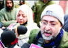 Parents of students studying in Iran speaking to reporters in Srinagar on Wednesday. -Excelsior/Shakeel
