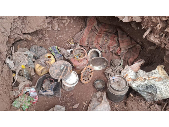 Recoveries made from a hideout in Billawar tehsil of Kathua district.