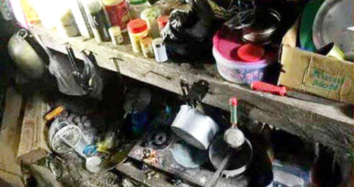 A hideout of terrorists busted in Chatroo forests of Kishtwar on Monday. - Excelsior/Tilak Raj