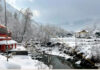 A view of snow covered Gupt Ganga temple and Bhaderwah town. -Excelsior/Tilak Raj