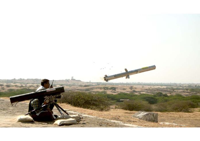 MPATGM with top attack capability was flight-tested in Hyderabad on Monday. (UNI)