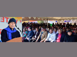 LG Manoj Sinha addressing the gathering in Rajouri on Wednesday.