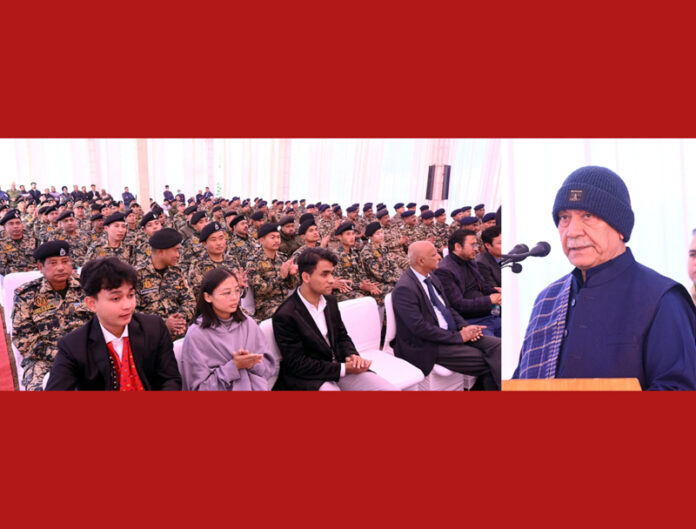 LG Manoj Sinha addressing a function at Lok Bhavan, Jammu on Wednesday.