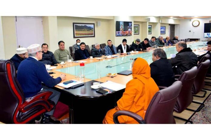 CM Omar Abdullah in a meeting with the legislators. CM Omar Abdullah in a meeting with the legislators.