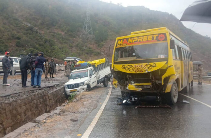 Vehicles involved in the accident at the site of mishap. -Execlsior/K Kumar