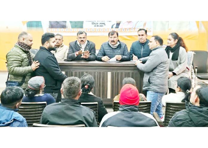 MLA Jammu West, Arvind Gupta interacting with people during a public darbar at Jammu on Friday.