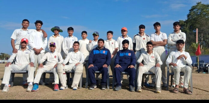 J&K U-14 Cricket team posing for a group photograph after reaching finals at Sikar, Rajasthan.