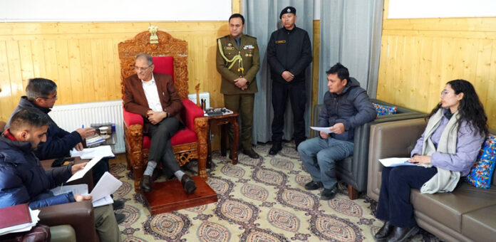 LG Ladakh, Kavinder Gupta during a meeting to review the ongoing preparations for 6th edition of Khelo India Winter Games.