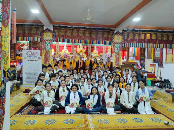 Students posing for a group photograph on the valedictory function.