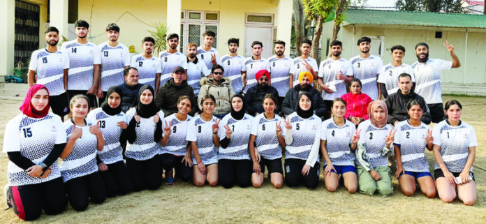 Players of the selected J&K Men and Women Kho-Kho teams pose for a photograph before leaving for 58th Senior National Kho-Kho Championship at Telangana. Players of the selected J&K Men and Women Kho-Kho teams pose for a photograph before leaving for 58th Senior National Kho-Kho Championship at Telangana.