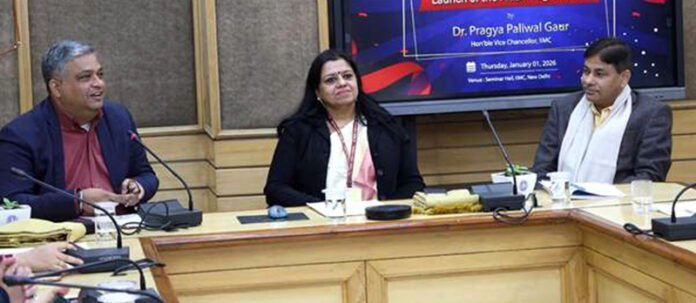 Dr Pragya Paliwal Gaur, Vice Chancellor, IIMC addressing during a function in Jammu. Dr Pragya Paliwal Gaur, Vice Chancellor, IIMC addressing during a function in Jammu.