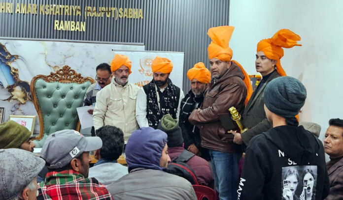 Rajput Sabha members and others from the community during a function in Ramban on Sunday. -Excelsior/Parvez Mir