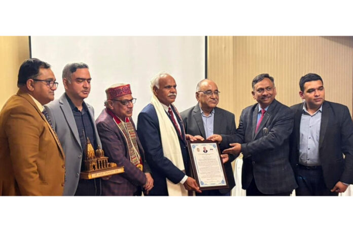 Prof Dr BKS Sanjay (president, AIIMS Guwahati) receiving Prof TP Shrivastava Oration at Varanasi.