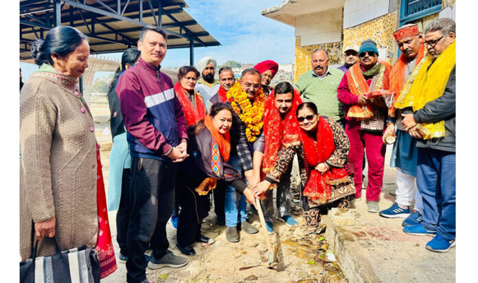 MLA Bahu, Ch Vikram Randhawa launching rejuvenation work of Shamshan Ghat at Gorkha Nagar, Jammu on Friday.
