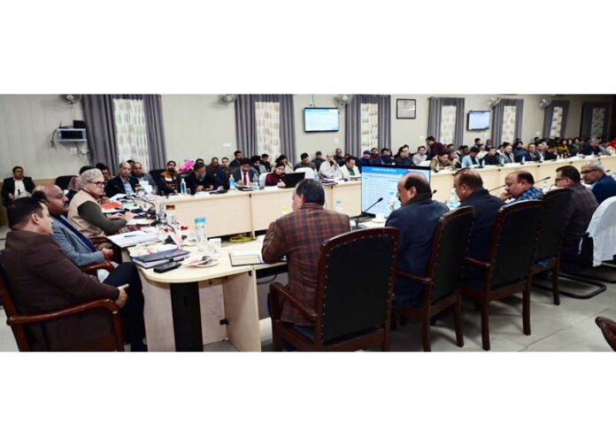 CM Omar Abdullah chairing a meeting at Samba on Wednesday.