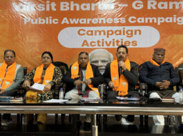 BJP leaders at a party workshop at Jammu on Friday.