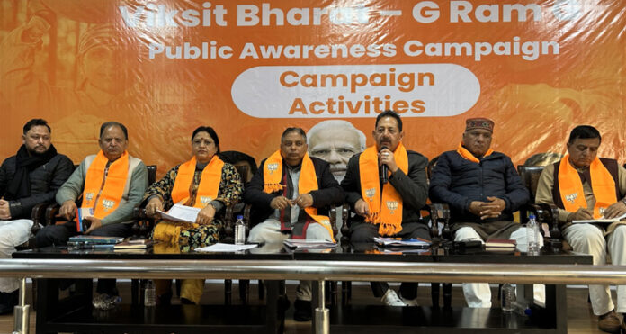 BJP leaders at a party workshop at Jammu on Friday.