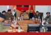 DGP Nalin Prabhat chairing a meeting of police officers in Shopian on Wednesday.