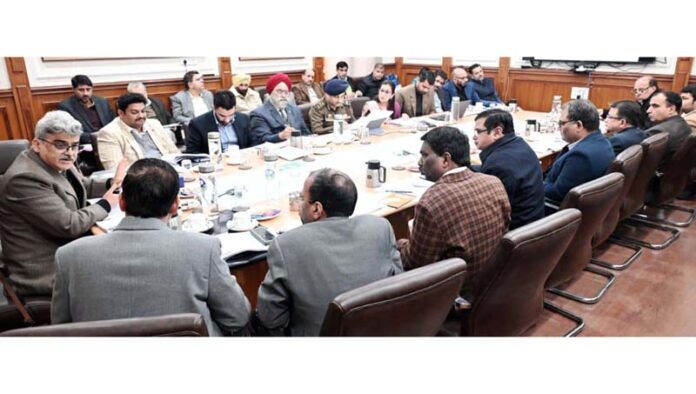 Chief Secretary chairing a meeting at Jammu on Thursday.