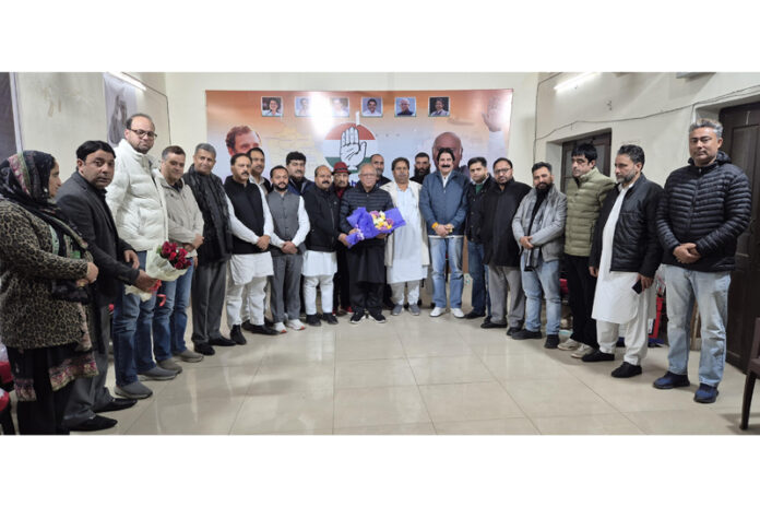 New Cong Distt president during meeting with JKPCC chief in Jammu. New Cong Distt president during meeting with JKPCC chief in Jammu.