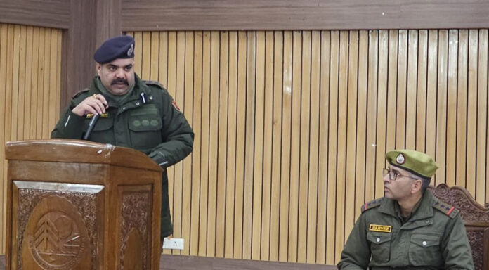 SSP Anantnag, Amritpal Singh, addressing stakeholders at Pahalgam Club on Tuesday. SSP Anantnag, Amritpal Singh, addressing stakeholders at Pahalgam Club on Tuesday.