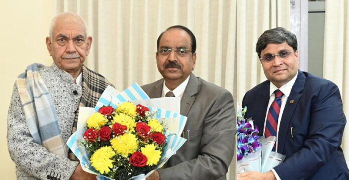 VC SKUAST-J and Rahul Sahai meeting Lt Governor on Friday.
