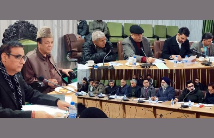 Speaker Abdul Rahim Rather chairing a meeting on Wednesday.