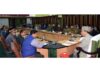 Speaker Legislative Assembly chairing a meeting at Jammu on Friday.